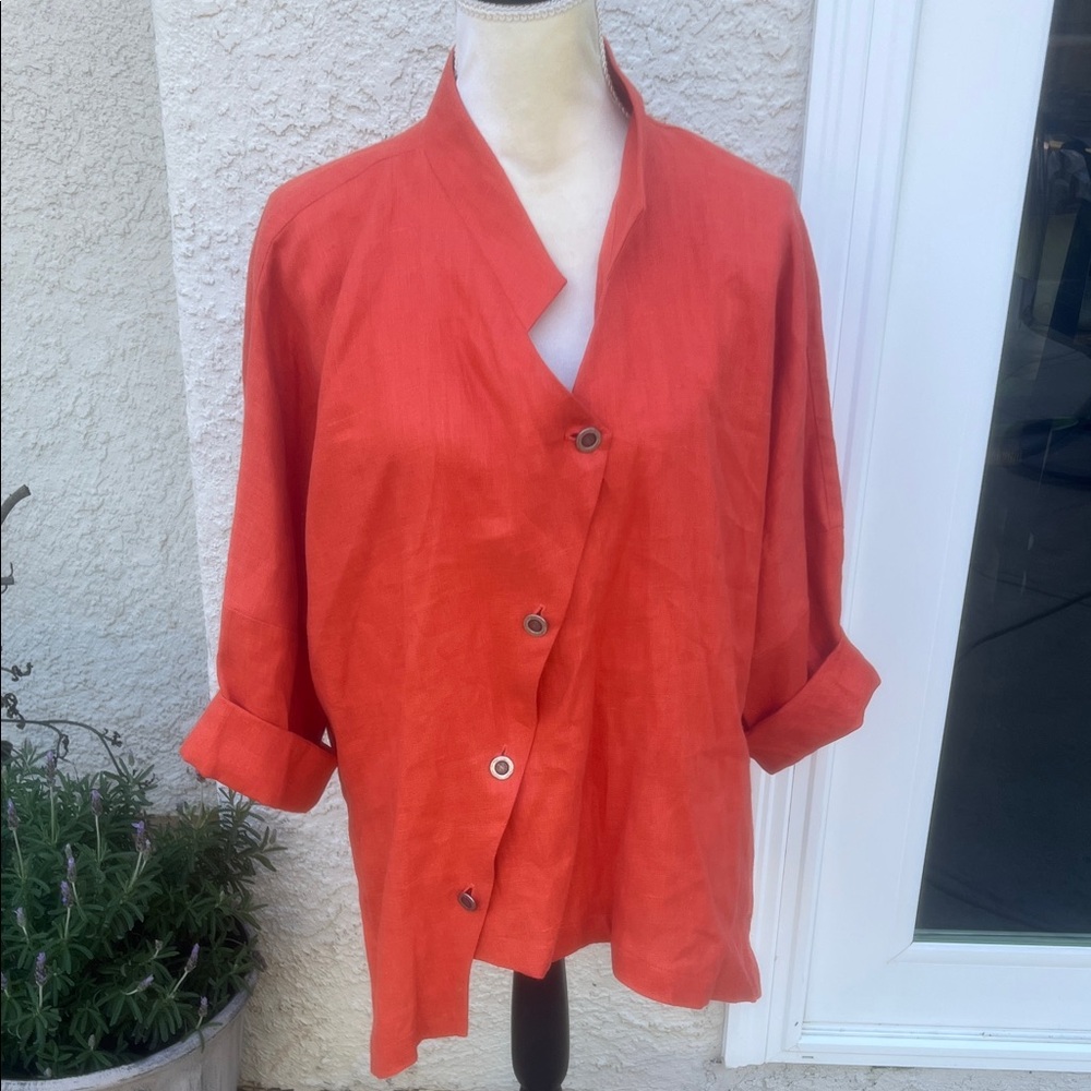 ITEMZ Chris Baumgartner Women's Orange Linen Asymetrical Jacket One Size